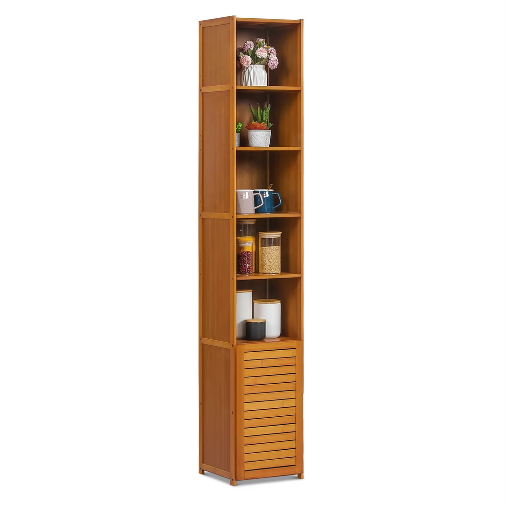 Bamboo 7 Shelves Bookcase with Door M5083