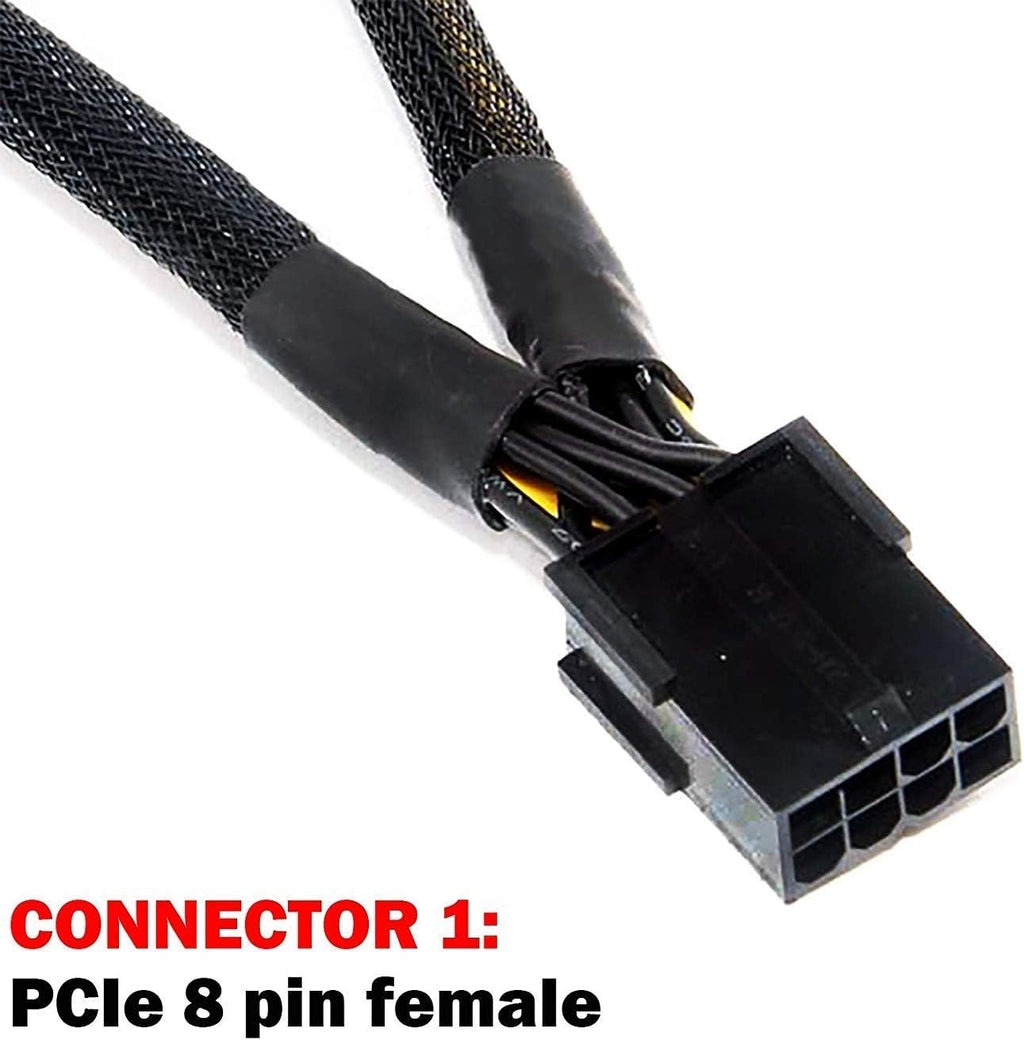 16 AWG PCI-e 8 Pin Female to Dual 8(6+2) Pin Male Sleeved Splitter Power Extension Cable 20 inches (4 Pack) G5415