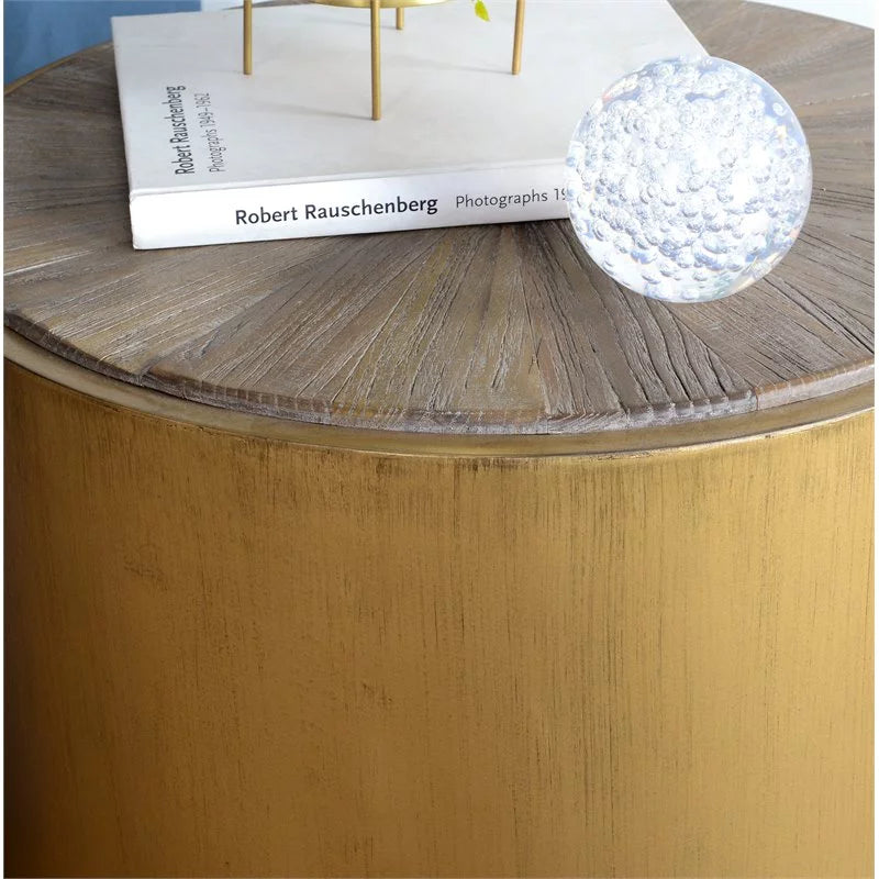 Wood and Metal End Table Set of 2 A344