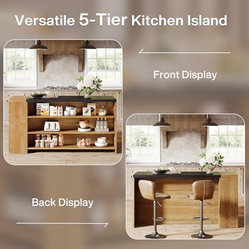 55" Wood Kitchen Island with Storage A97630