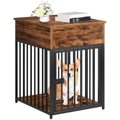 Wooden Dog Crate Furniture with Drawer V3182