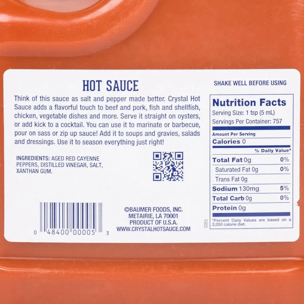 Crystal Hot Sauce 1 Gallon Plastic Bottles S484728