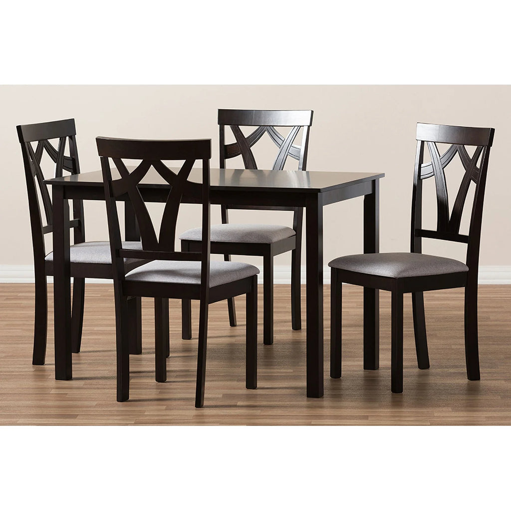 Grey Fabric Upholstered 5-Piece Dining Set D179827