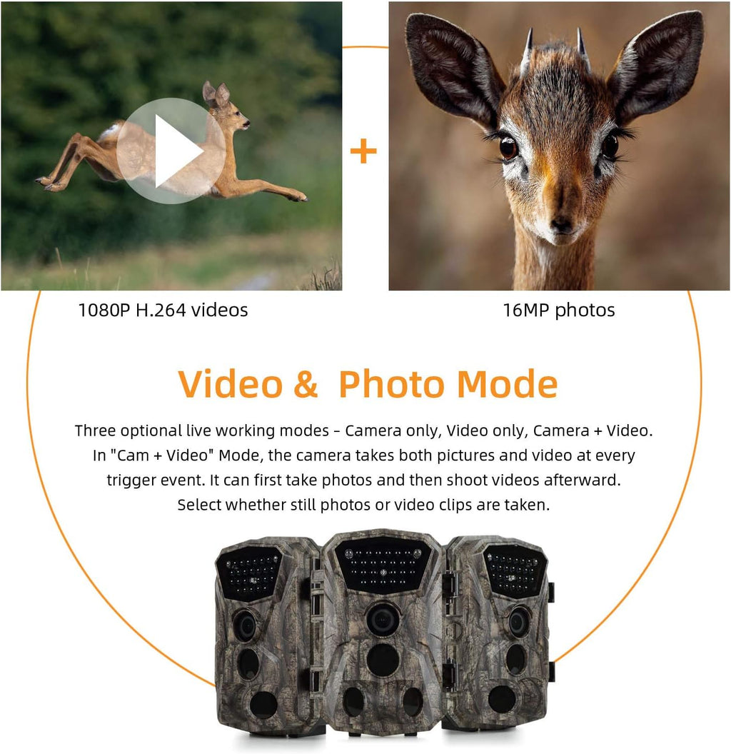 2 Pack 18MP 1080P Game Hunting Scouting Camera with 3 Infrared Sensors Motion Activated Night Vision 2.4" LCD H7539