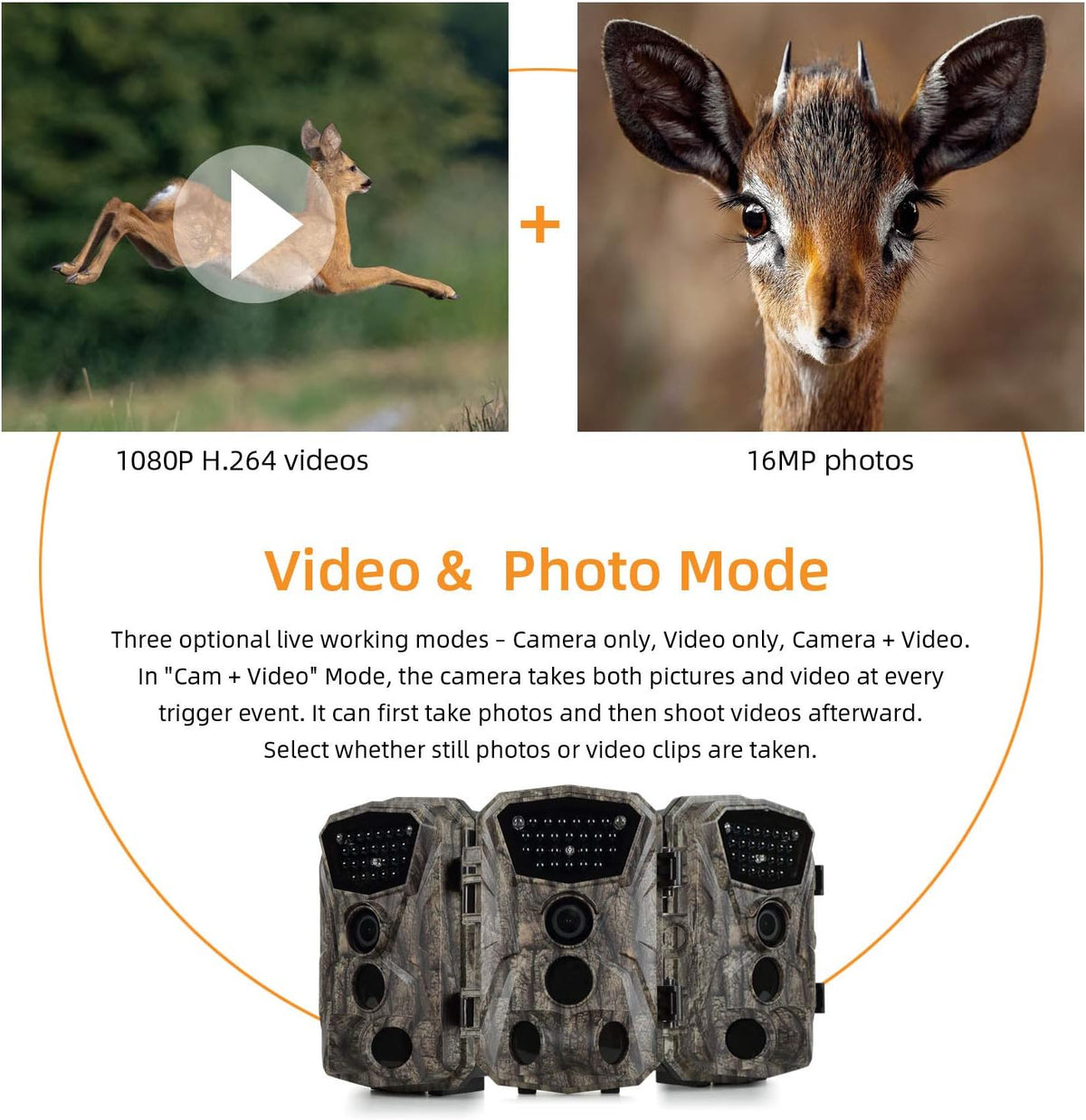 2 Pack 18MP 1080P Game Hunting Scouting Camera with 3 Infrared Sensors Motion Activated Night Vision 2.4" LCD H7539