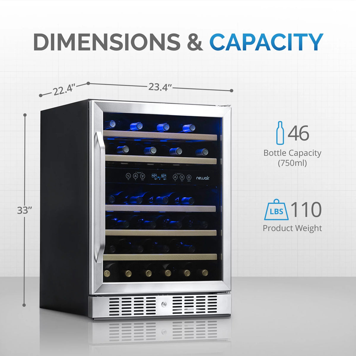 46-Bottle Dual-Zone Compressor Wine Refrigerator U7020
