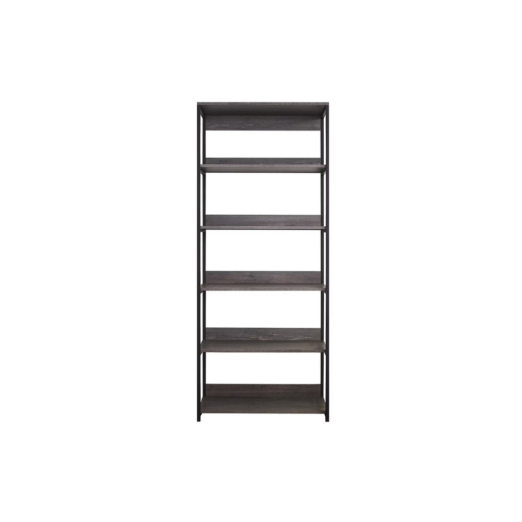 Rustic Gray Wood and Metal Walk-in Closet with 5 Shelves O983