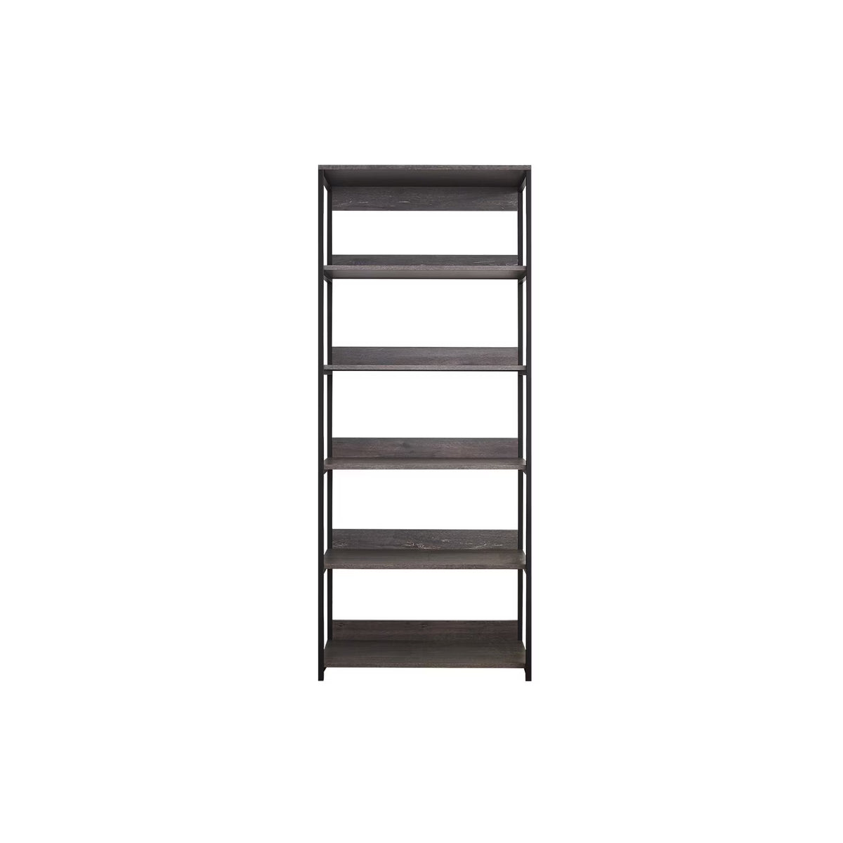 Rustic Gray Wood and Metal Walk-in Closet with 5 Shelves O983