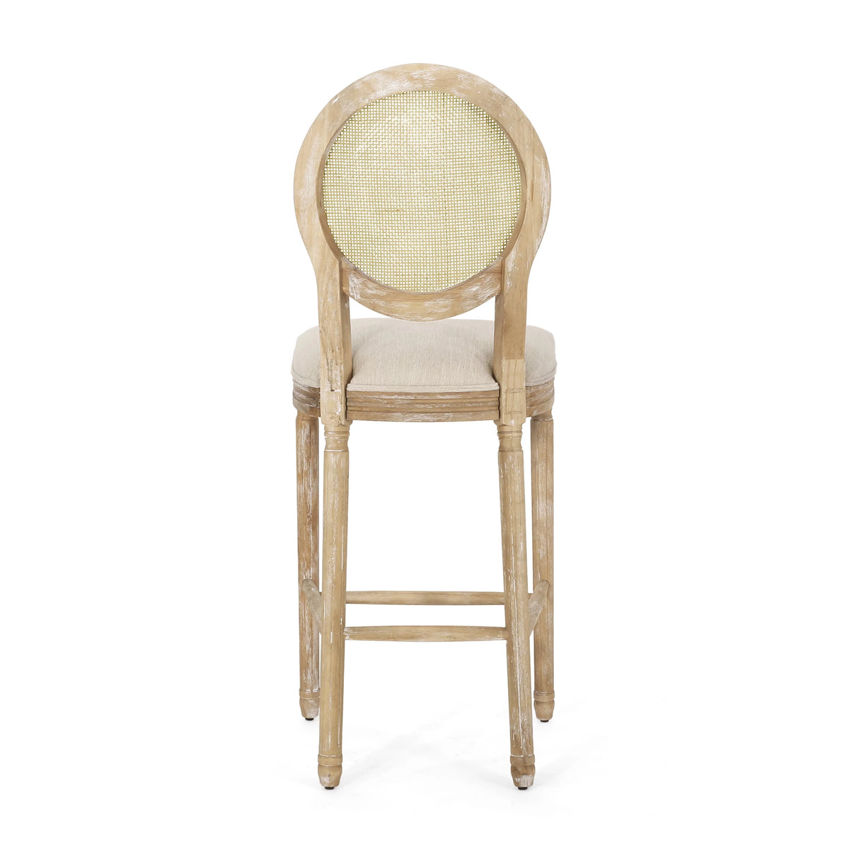 Fabric Upholstered Wood and Cane Barstools, Set of 2 V36350