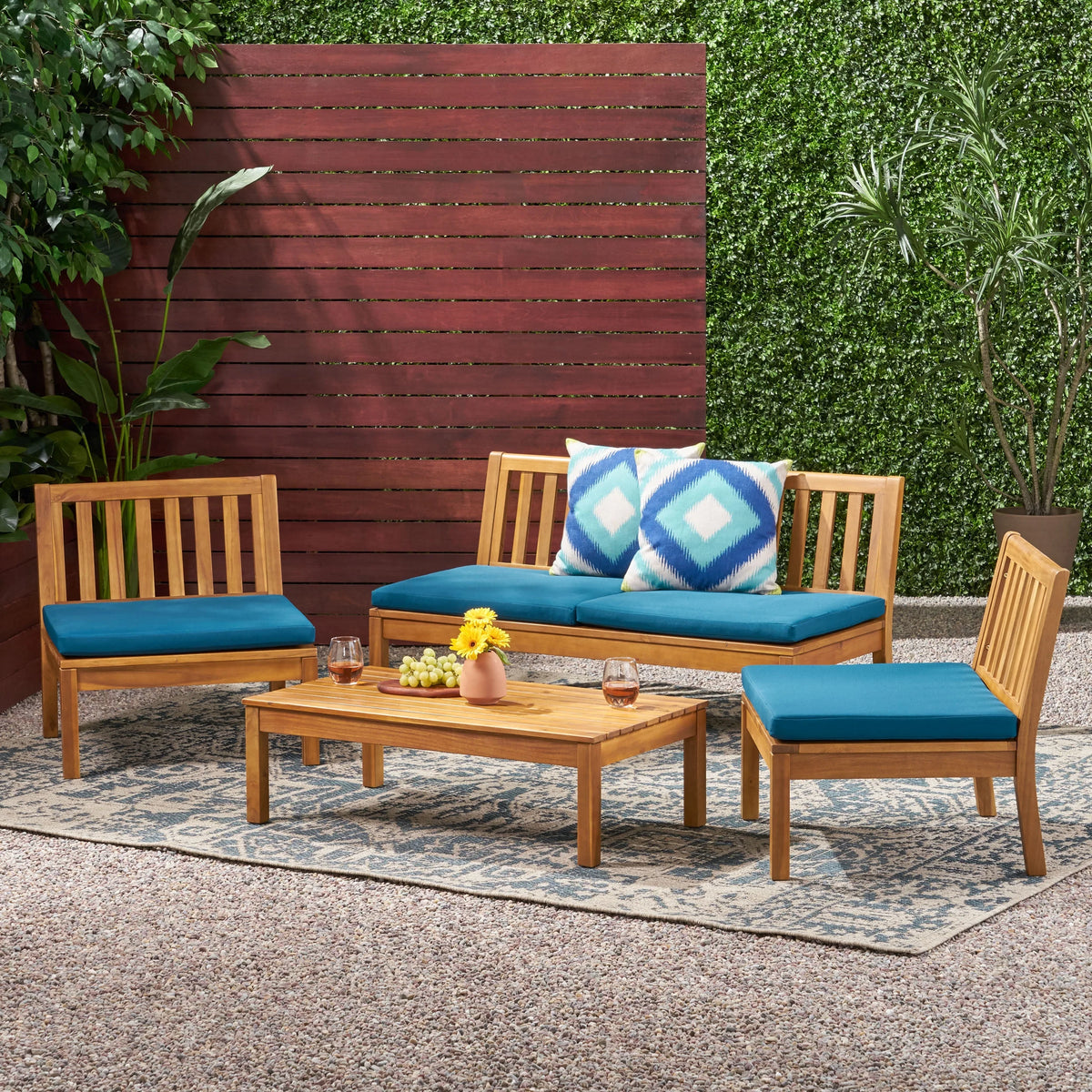 Acacia Wood Chat Set with Coffee Table F342154