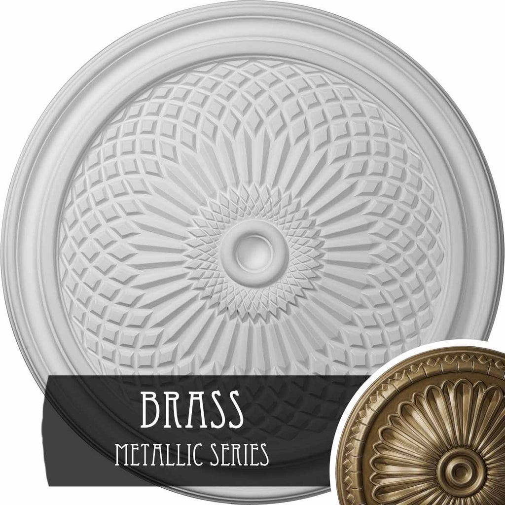 22x22OD x 1 3/4x22P Ceiling Medallion, Hand-Painted Brass Z53139