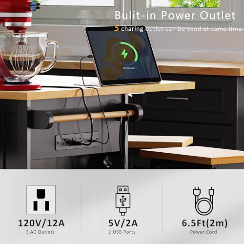 53" Kitchen Cart Island on Wheels with Power Outlet P110021