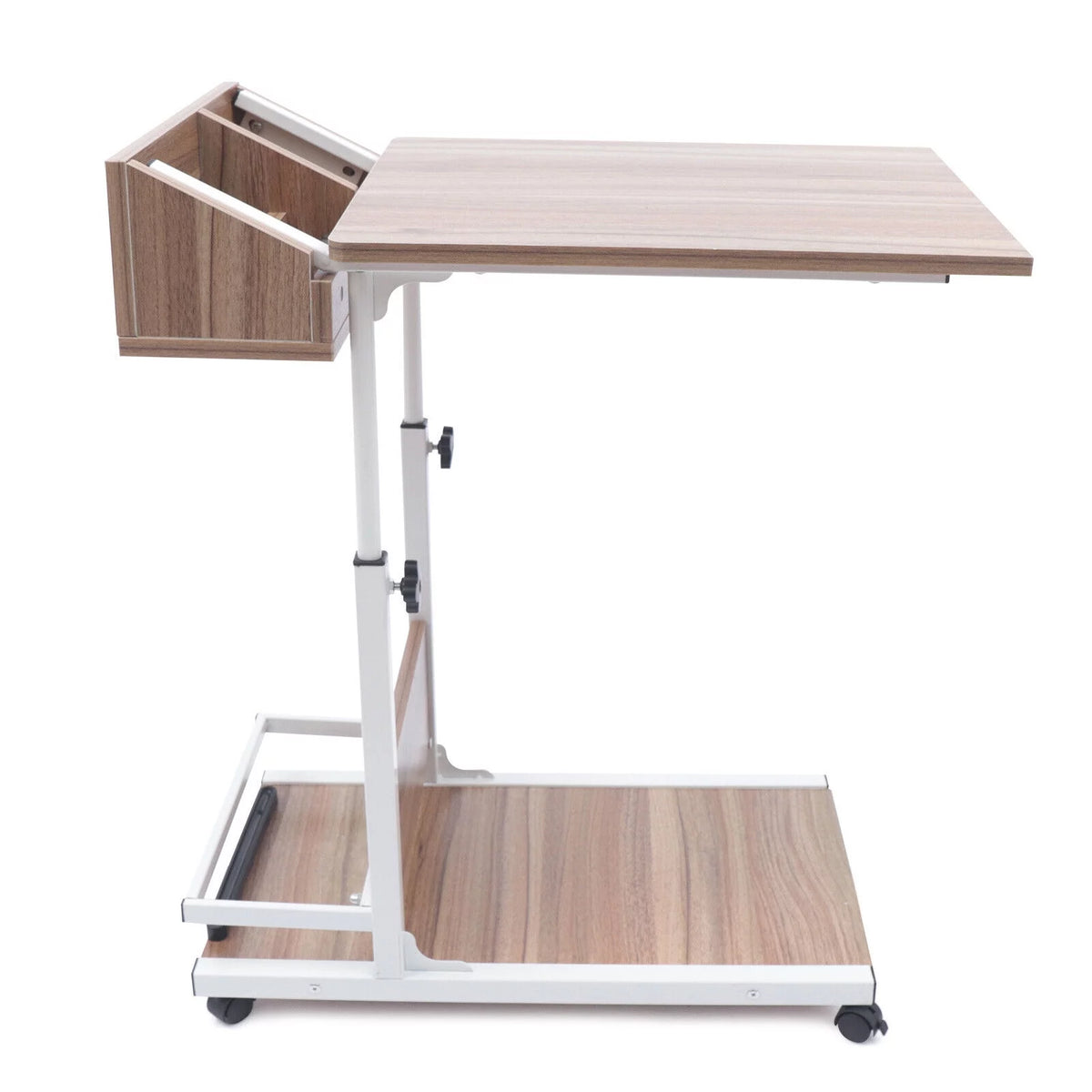 Wooden Bed Side Table with Storage and Wheels A180