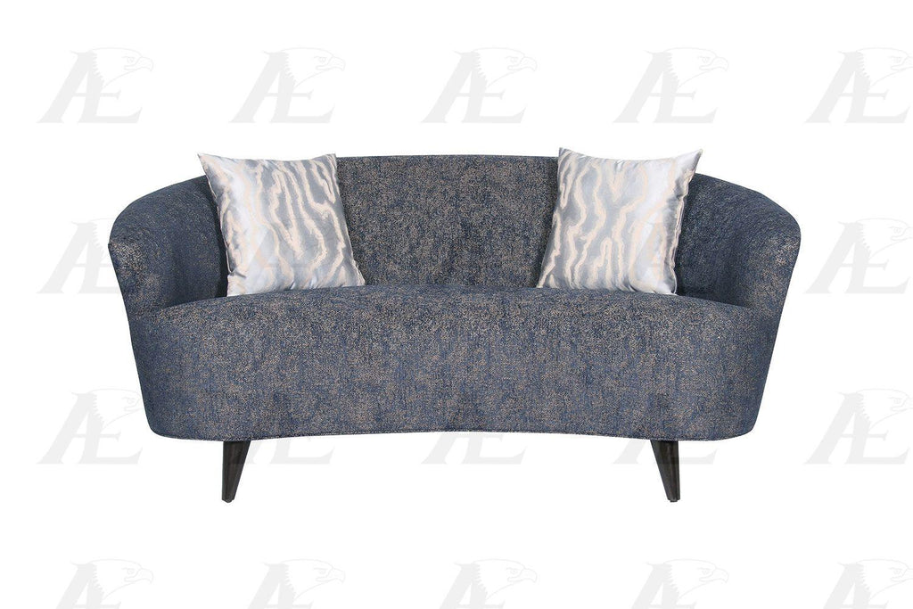 Dark Blue Linen Sofa and Loveseat Set 2 Pcs M474565