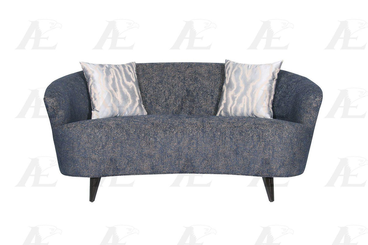 Dark Blue Linen Sofa and Loveseat Set 2 Pcs M474565