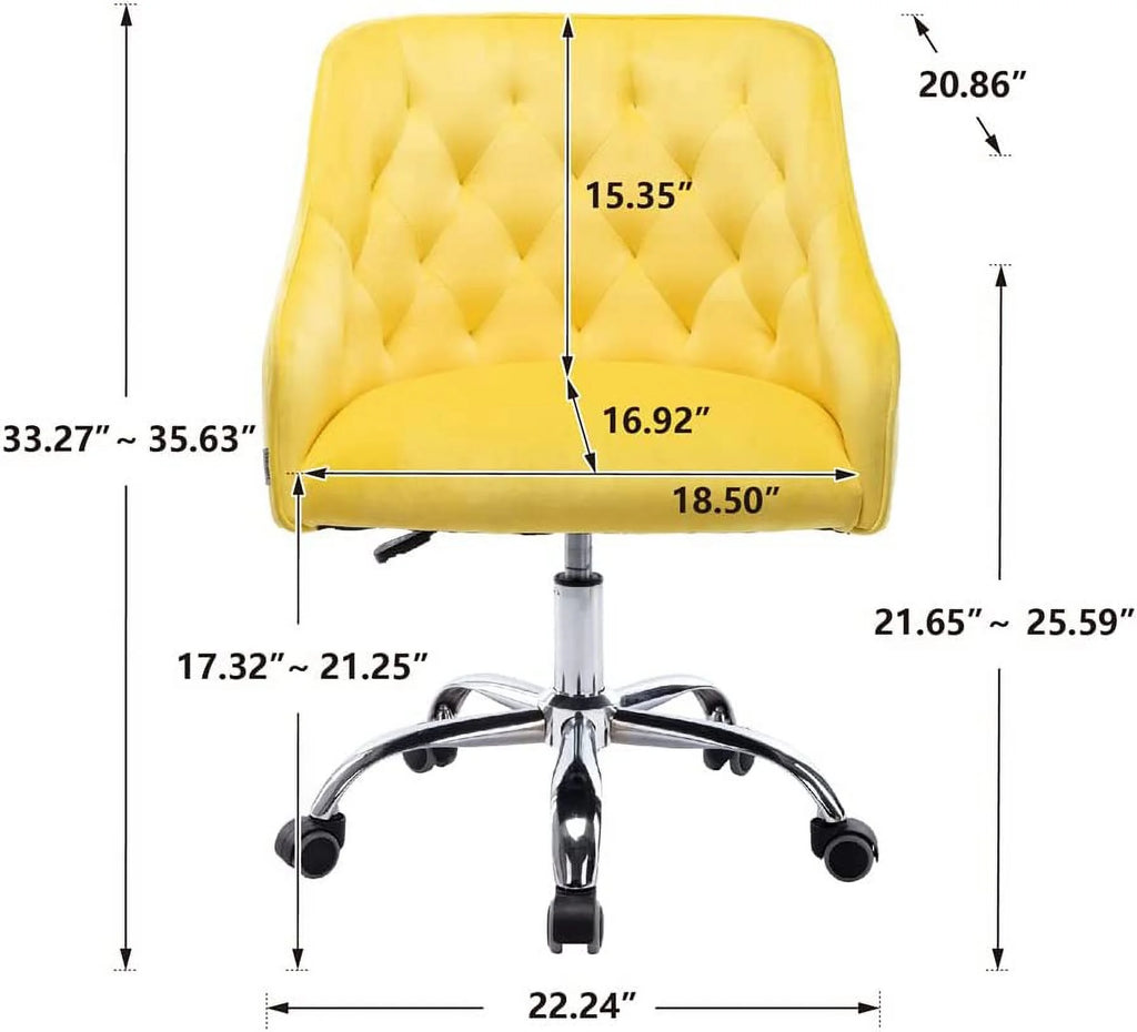 Velvet Upholstered Tufted Swivel Office Chair with Wheels T86266