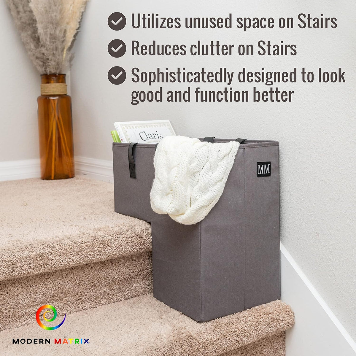 Stair Basket with Leather Handles X103800