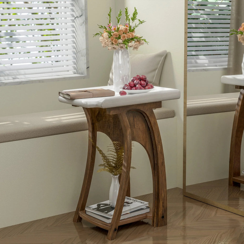 Rustic Tray Top End Table White Brown Rectangle L856665