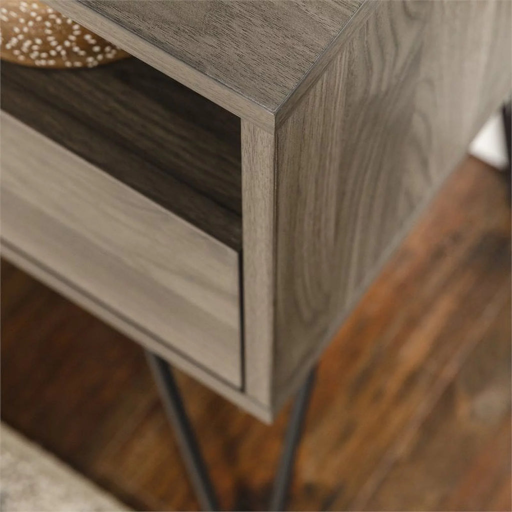 18" Single Drawer Hairpin Leg Nightstand D643