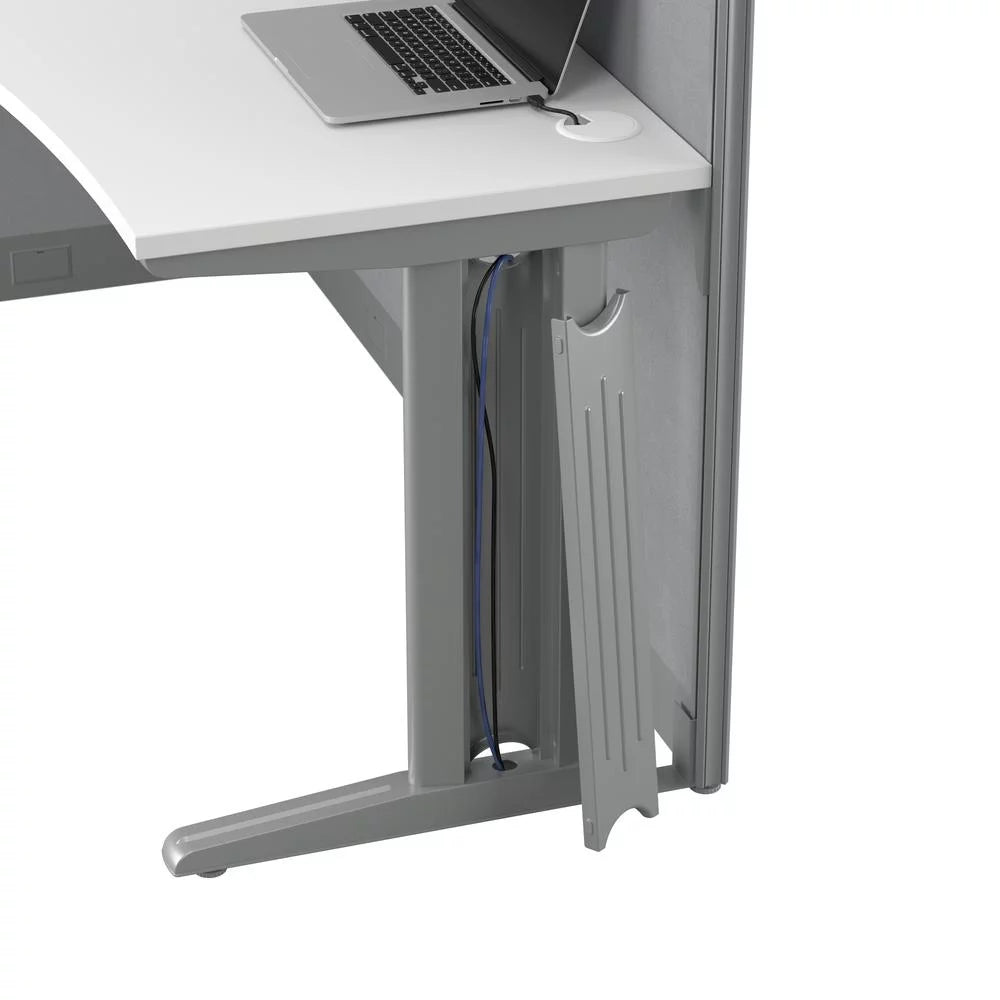 L Cubicle Desk with Storage in Pure White Engineered Wood O82207