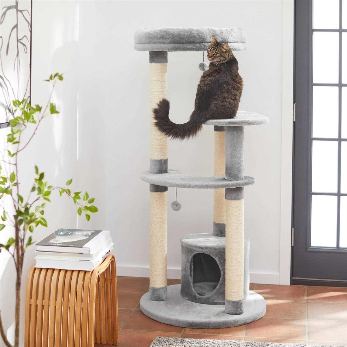 59.5-in Heavy Duty Faux Fur Cat Tree Condo L5295