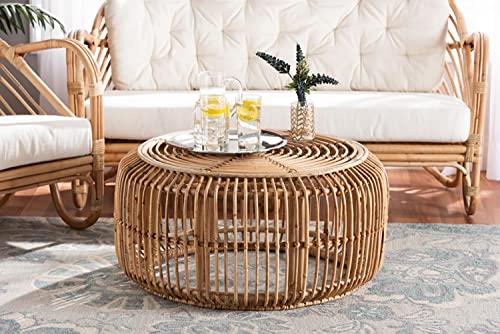 Natural Brown Antique Rattan Coffee Table B41086