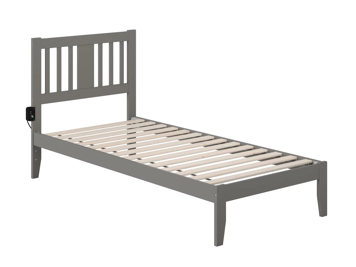 Twin Extra Long Bed with USB Charger in Grey H982119