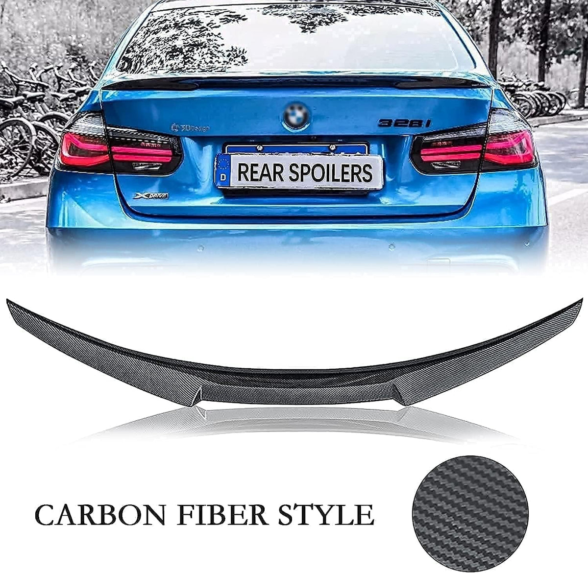 Rear Spoilers Wings Carbon Fiber Style (Black) P8186