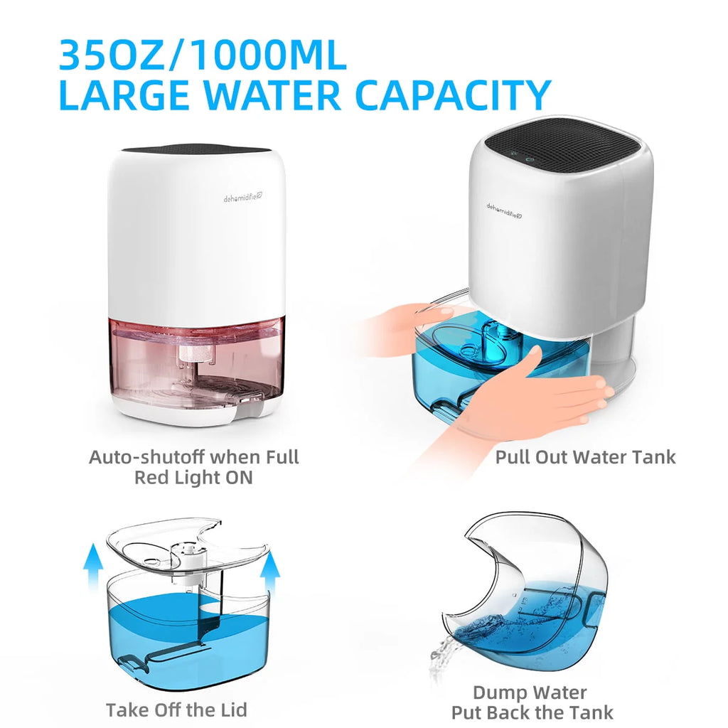 Portable Ultra Quiet Dehumidifier 1000ML U6063