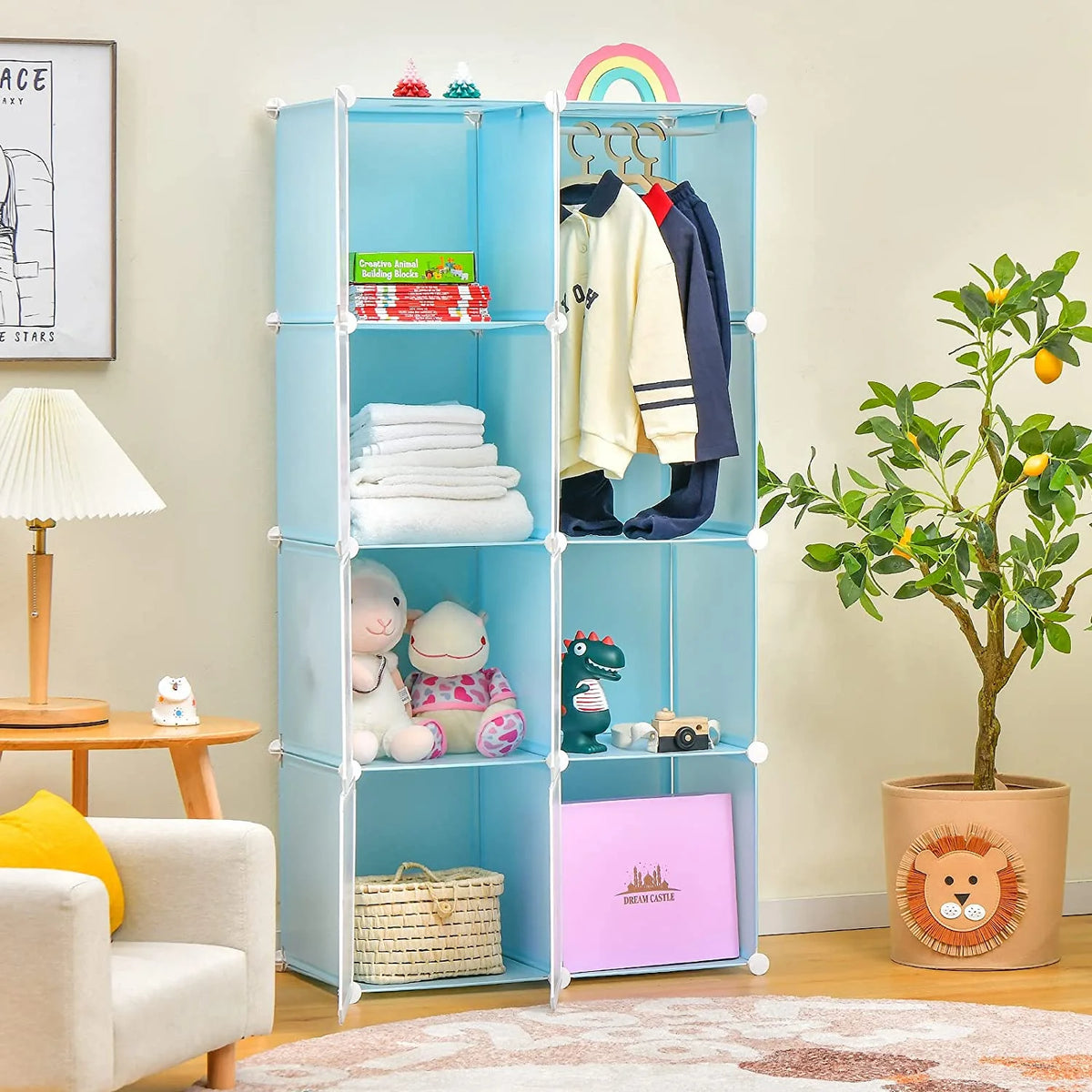8 Cube Children Wardrobe with Doors and 2 Hanging Sections F730848