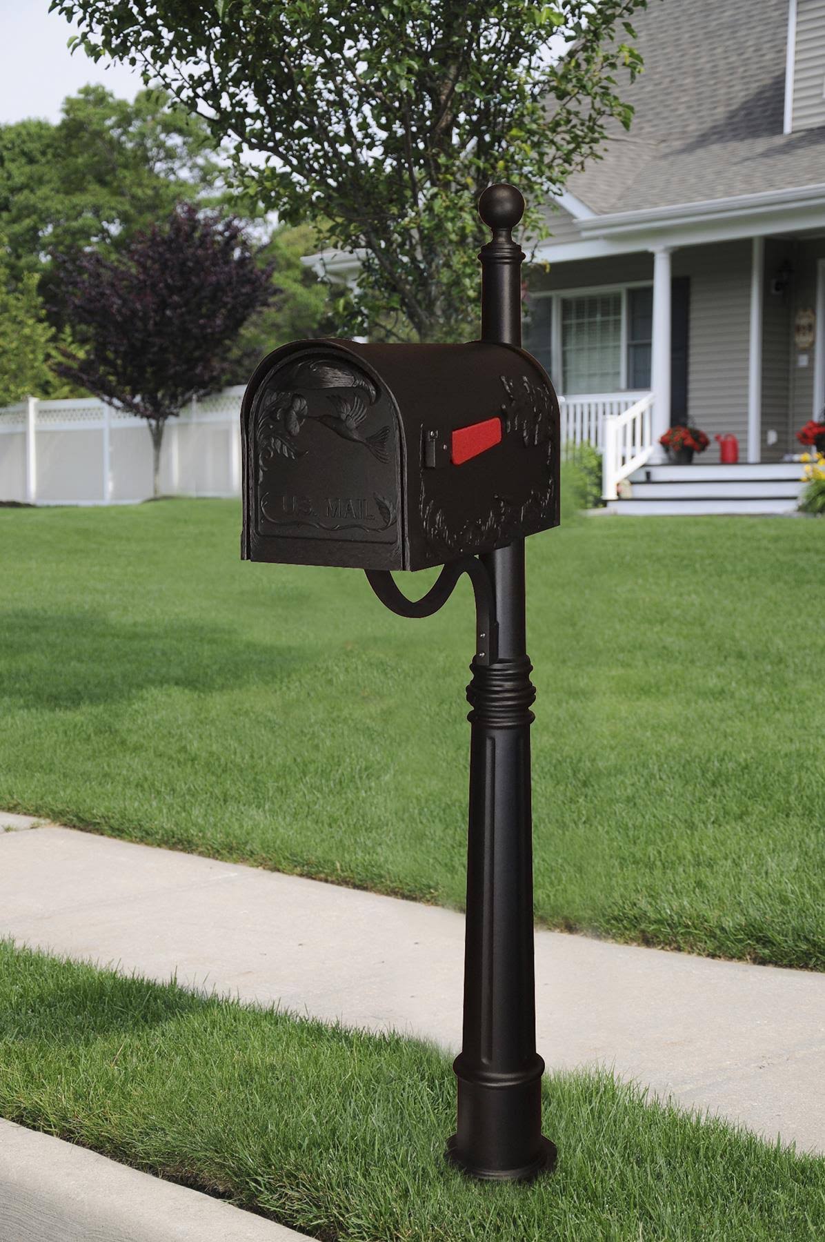Black Curbside Mailbox with Post K8700