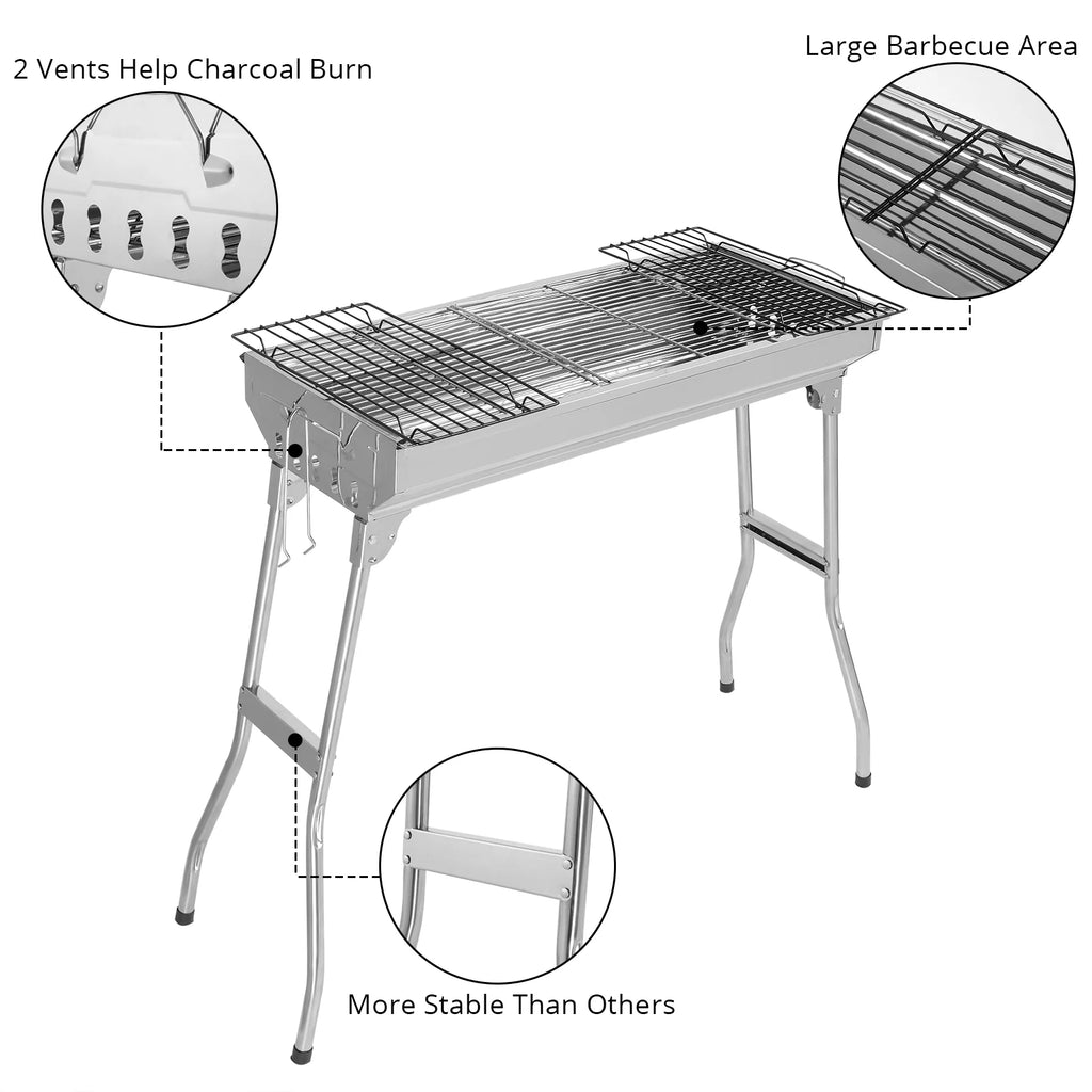 28'' Stainless Steel Charcoal BBQ Grill O48659
