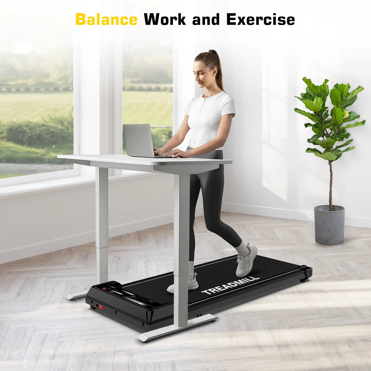 Black Portable Under Desk Treadmill Walking Pad C1197