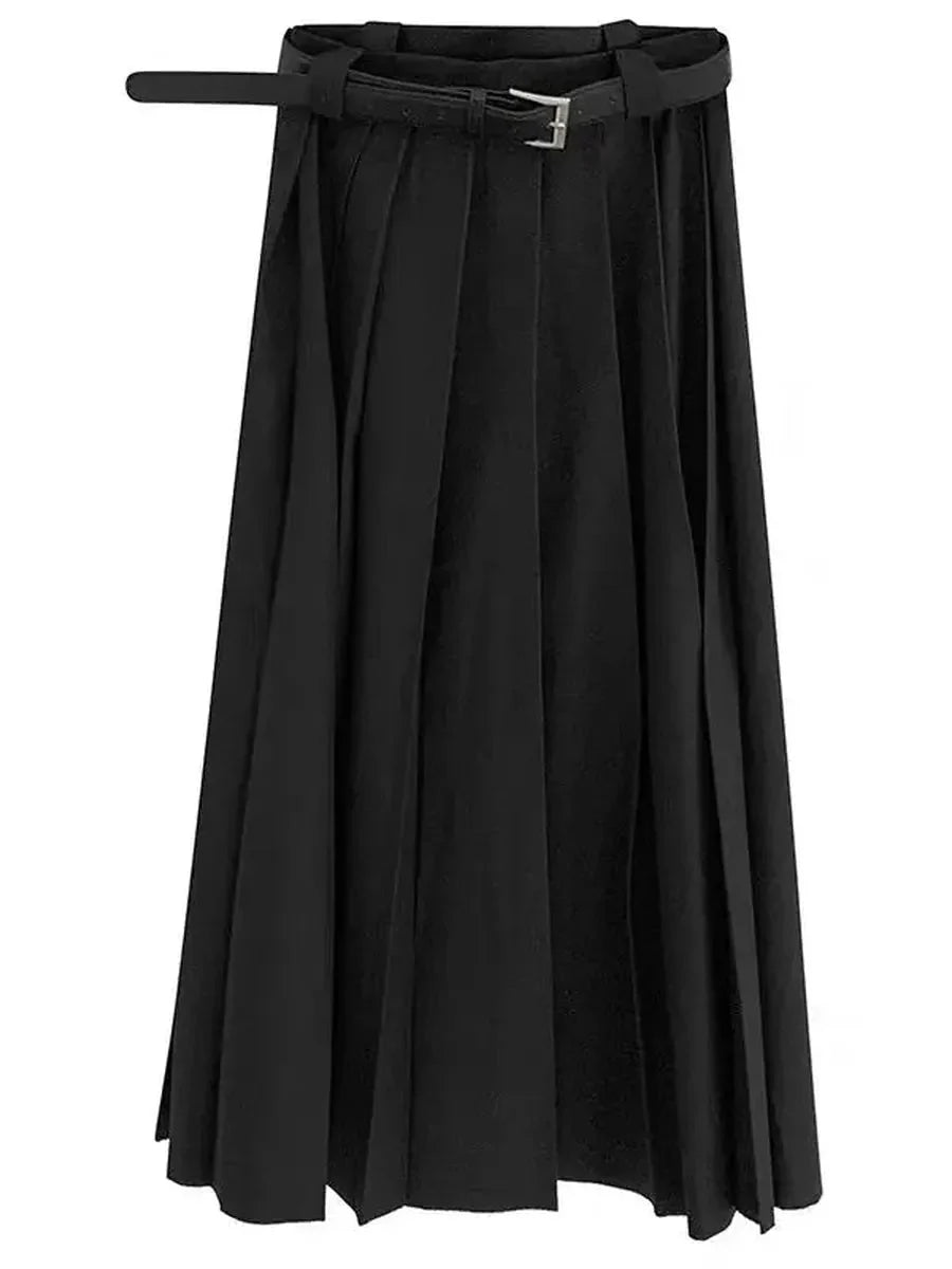 Dark Pleated Midi Skirt K71296