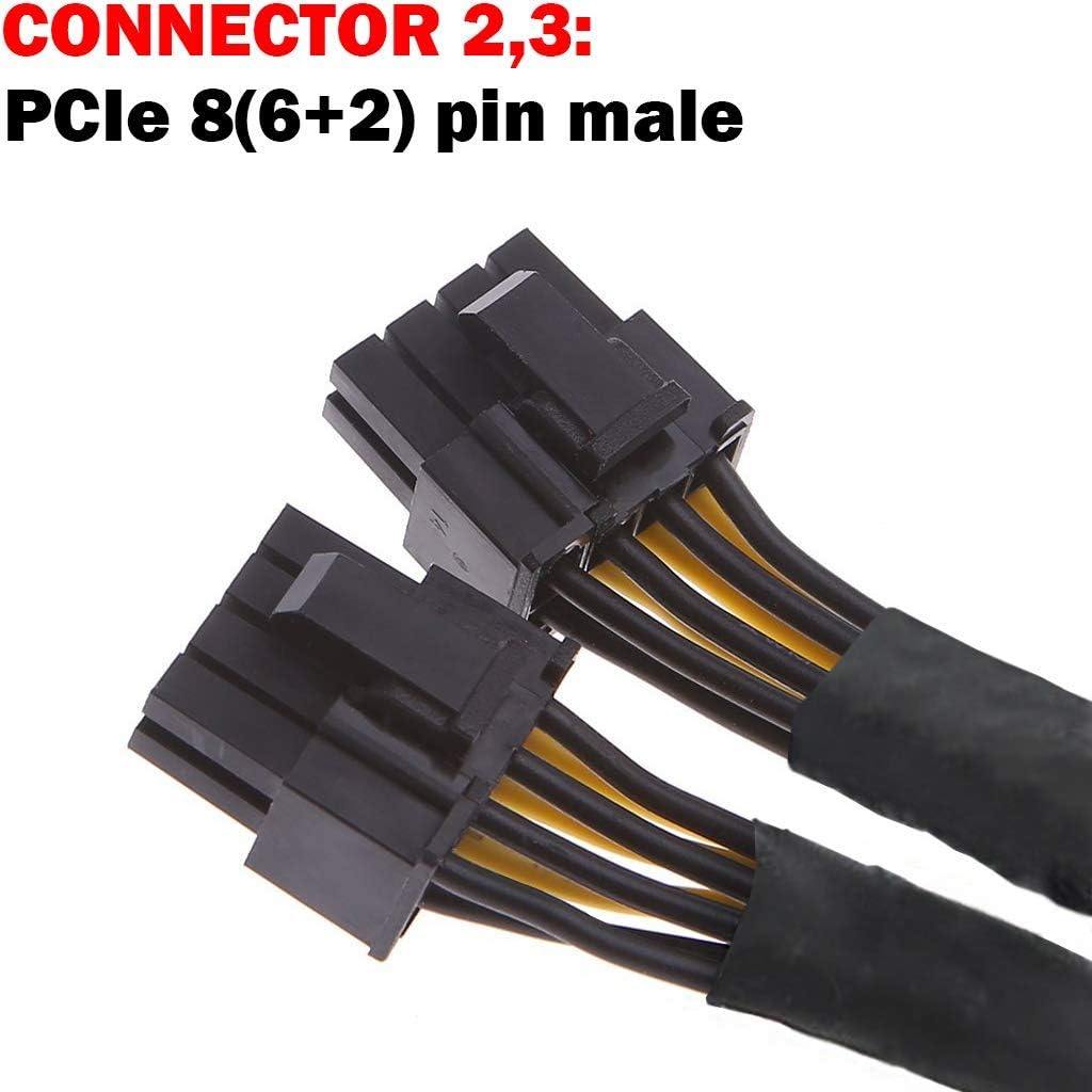 16 AWG PCI-e 8 Pin Female to Dual 8(6+2) Pin Male Sleeved Splitter Power Extension Cable 20 inches (4 Pack) G5415