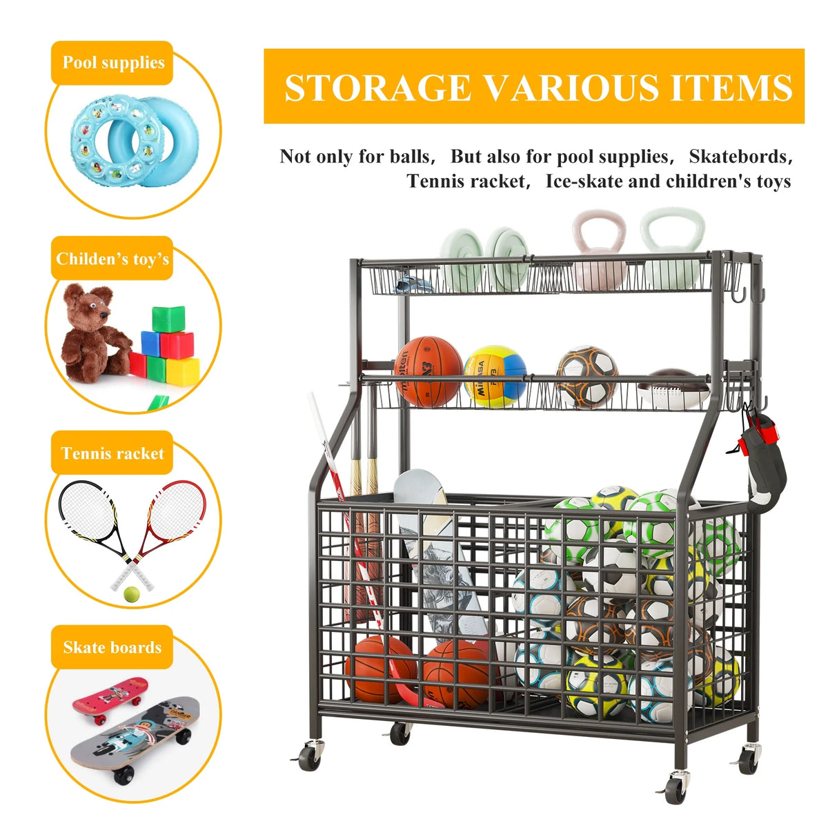 Black Rolling Storage Cart G268