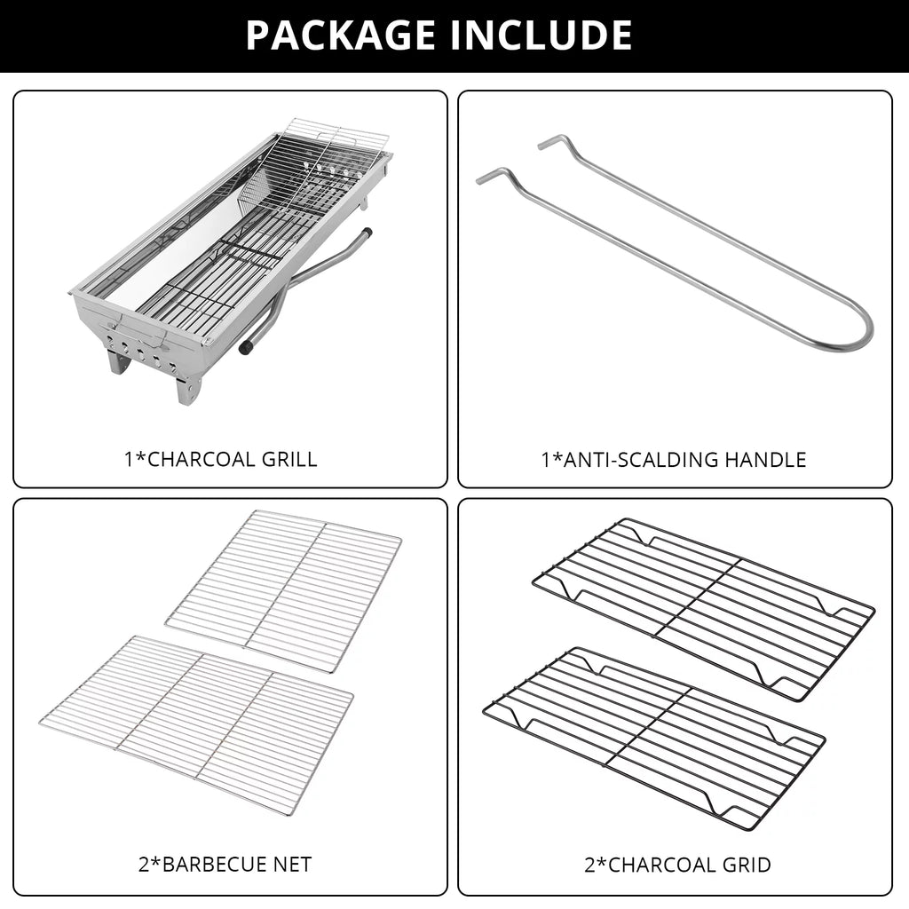 28'' Stainless Steel Charcoal BBQ Grill O48659