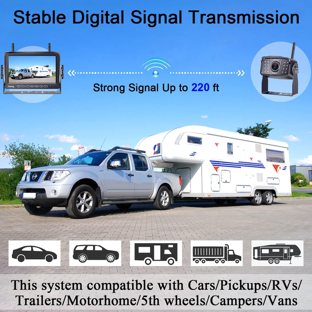 Wireless HD 1080P Backup Camera with 7 Inch Touch Key DVR Monitor L7600