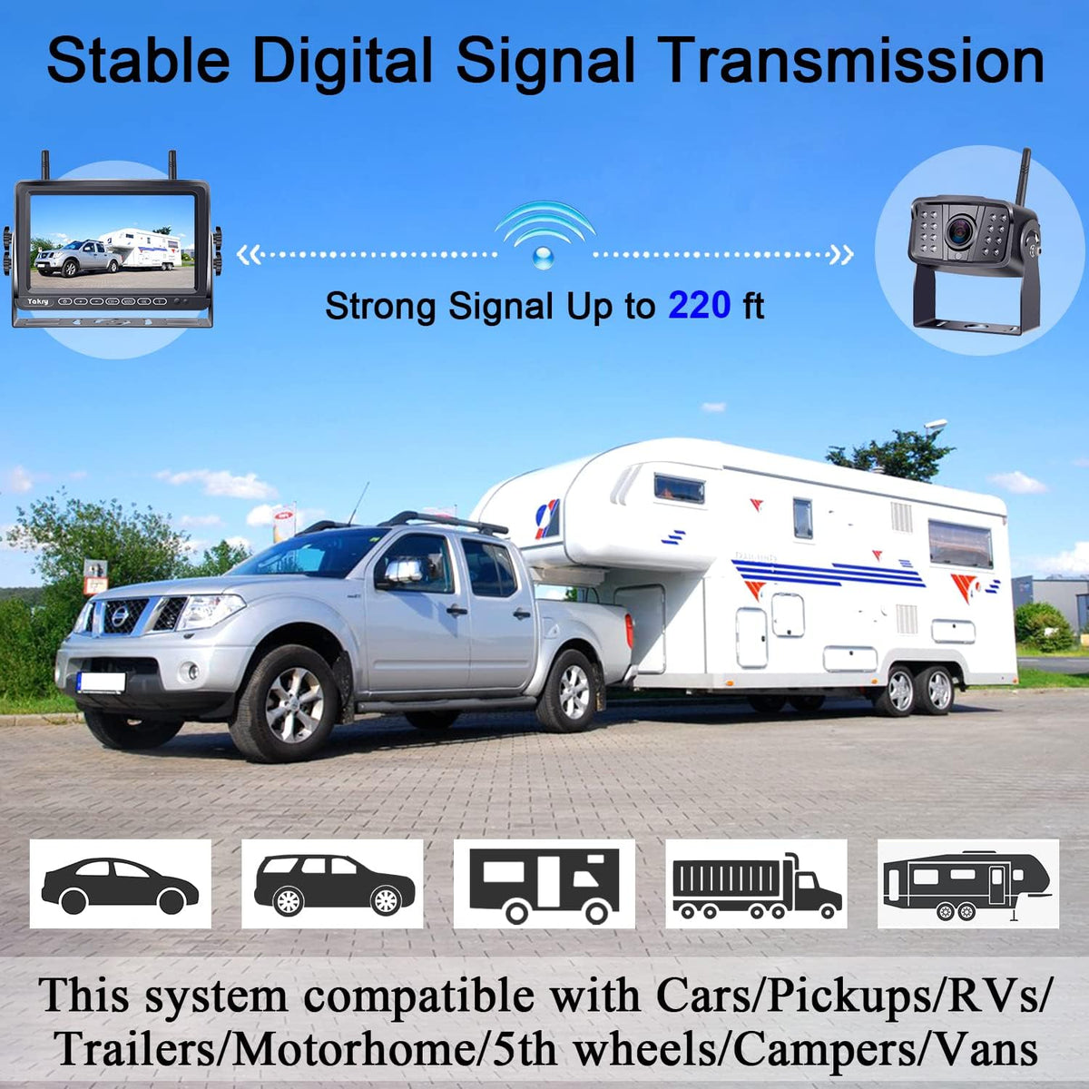 Wireless HD 1080P Backup Camera with 7 Inch Touch Key DVR Monitor L7600