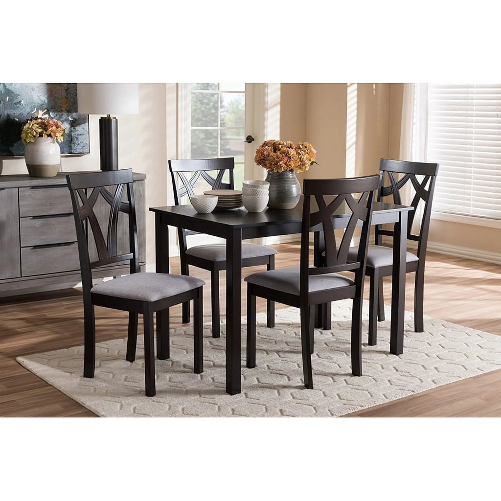 Grey Fabric Upholstered 5-Piece Dining Set D179827