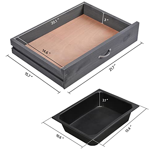 Natural Wood Potting Bench with Sink Drawer Rack Shelves L18044