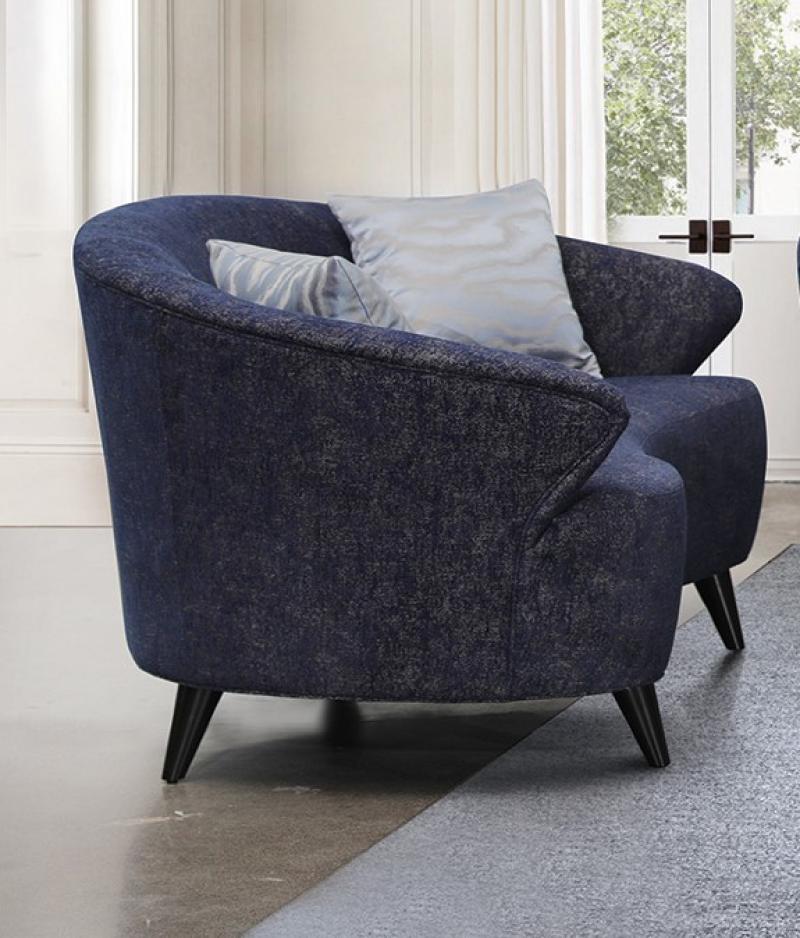 Dark Blue Linen Sofa and Loveseat Set 2 Pcs M474565