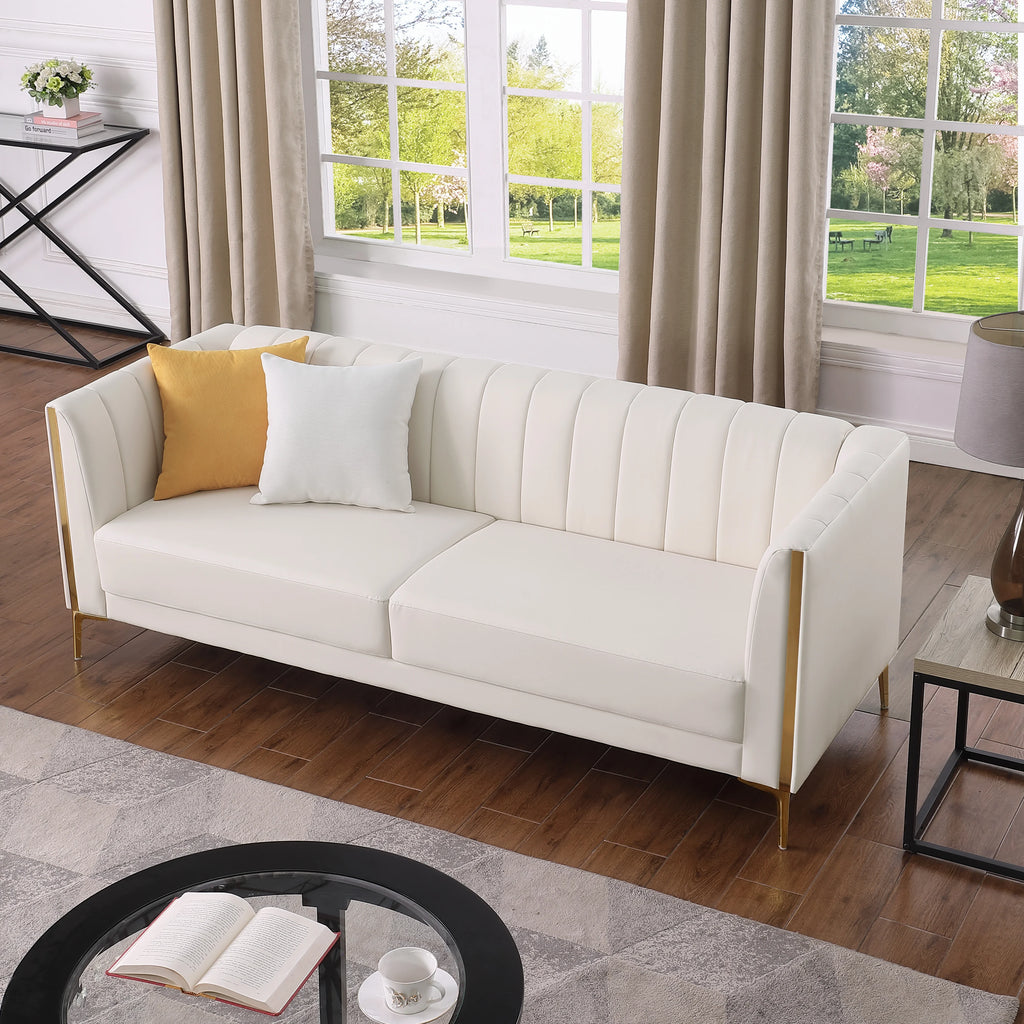 3 Seater PU Leather Sofa with 2 Pillows I5548