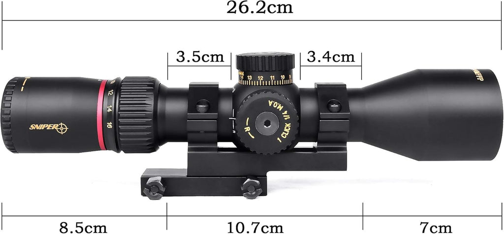 Red Illuminated Mil Dot Reticle Rifle Scope H659369