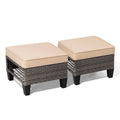 Square Rattan Storage Ottomans Set of 2 with Cushion V277896