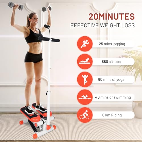 Adjustable Height Stair Stepper with Resistance Bands and LCD Monitor H900605