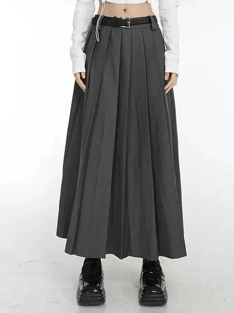 Dark Pleated Midi Skirt K71296