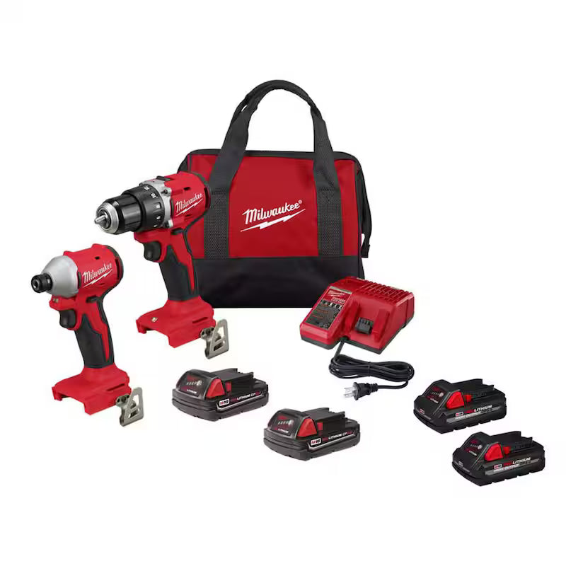 18-Volt Lithium-Ion Brushless Cordless Compact Drill/Impact Combo Kit (2-Tool) with Batteries, Charger and Bag R84562