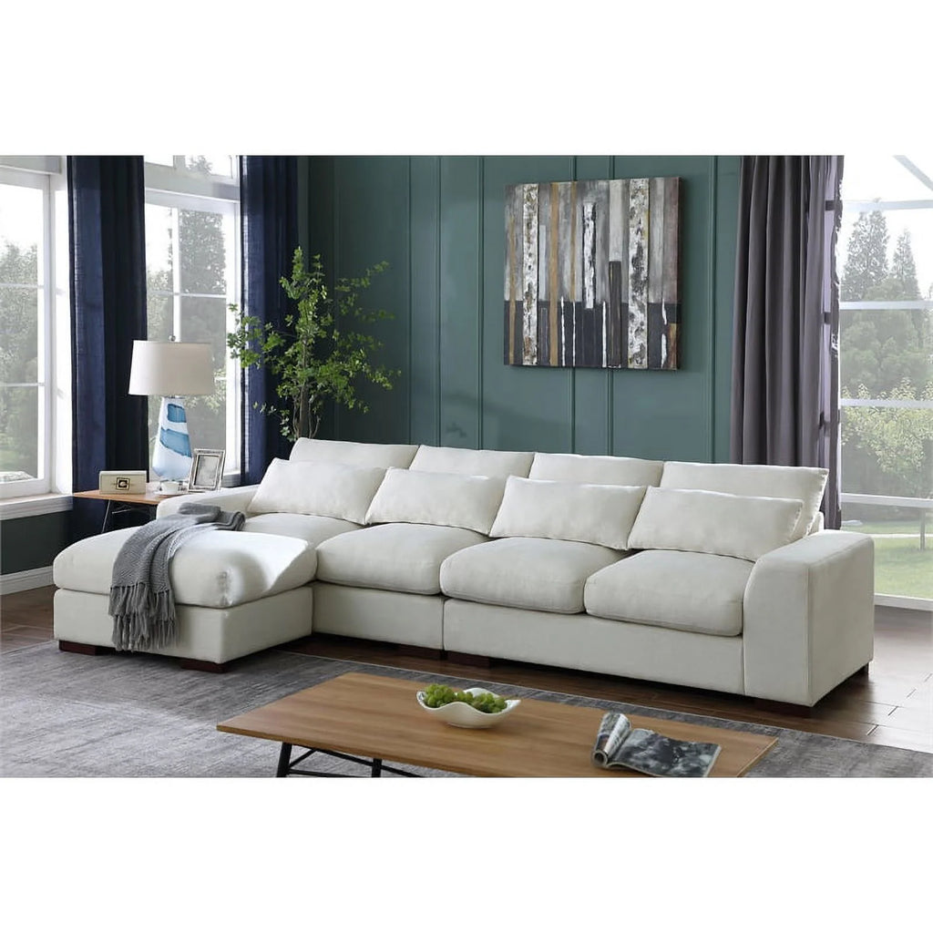 Beige Fabric Reversible Sectional Sofa & Ottoman M394190
