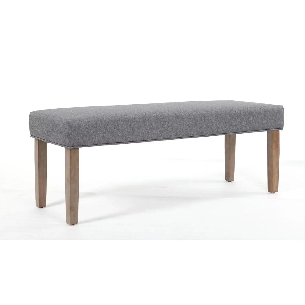 Linen Bench with Wood Legs in Grey L65301